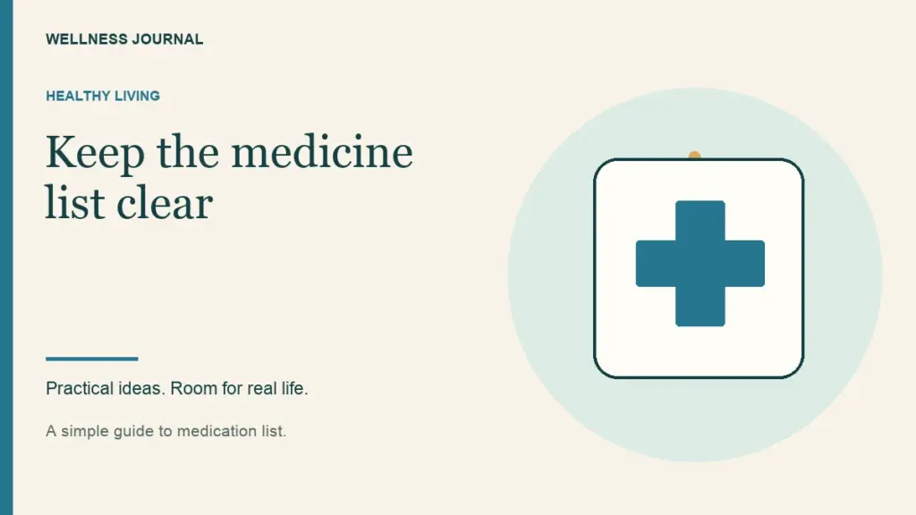 Illustrated guide: keep the medicine list clear.