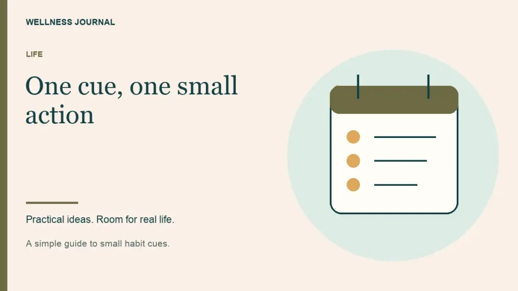 Illustrated guide: one cue, one small action.